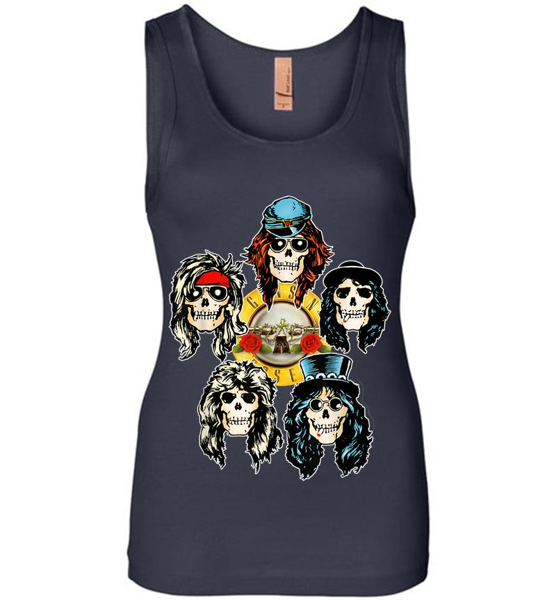 Inktee Store - Guns N' Roses Official Skull Heads Womens Jersey Tank Top Image