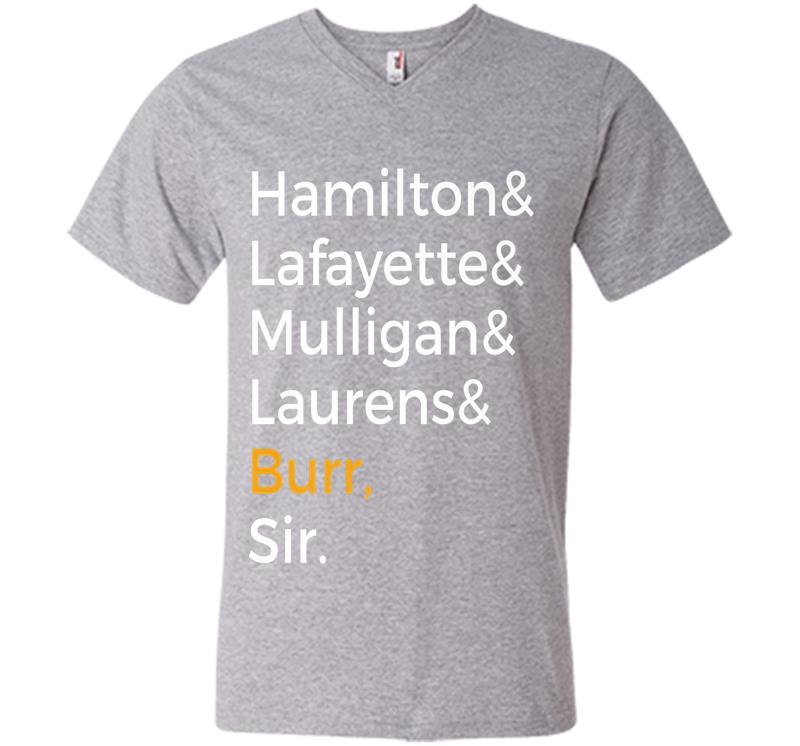 Inktee Store - Hamilton, Laurens, Lafayette, Mulligan, Burr, Sir V-Neck T-Shirt Image