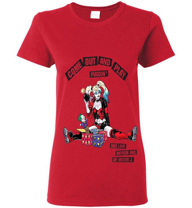 Inktee Store - Harley Quinn Come Out And Play Womens T-Shirt Image