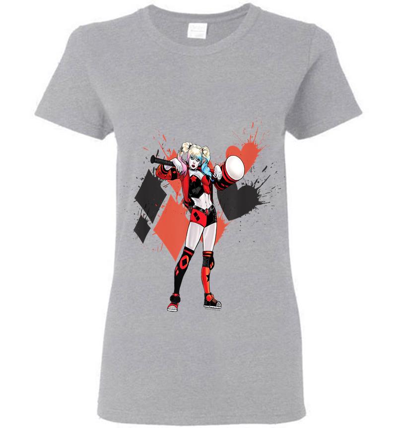 Inktee Store - Harley Quinn Diamonds And Hearts Womens T-Shirt Image