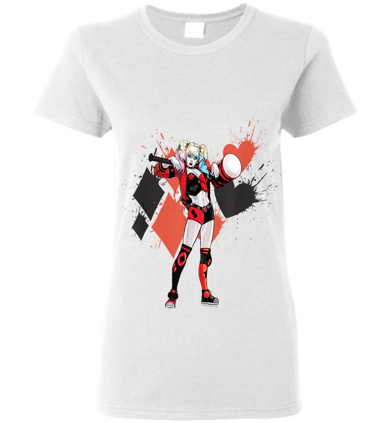 Inktee Store - Harley Quinn Diamonds And Hearts Womens T-Shirt Image