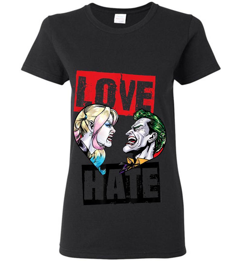 Harley Quinn Joker Love Hate Womens T-Shirt