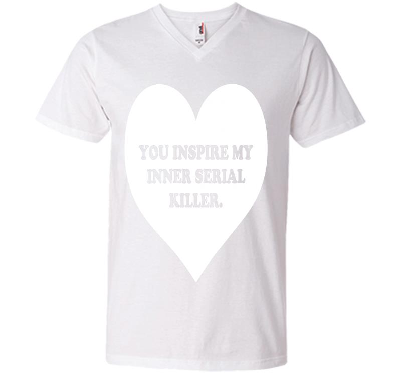 Inktee Store - Heart You Inspire My Inner Serial Killer V-Neck T-Shirt Image