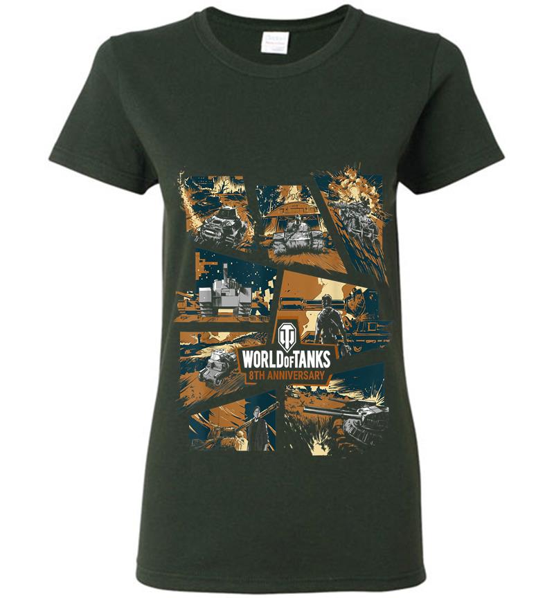 Inktee Store - Herren World Of Tanks Zum 8. Jahrestag In Orange Und Blau Womens T-Shirt Image