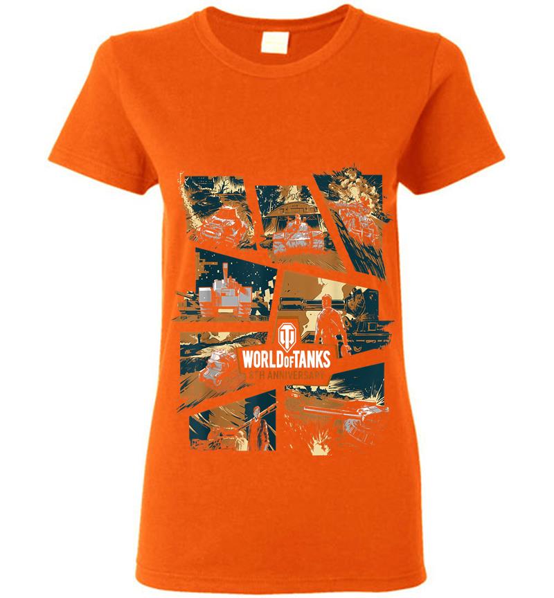 Inktee Store - Herren World Of Tanks Zum 8. Jahrestag In Orange Und Blau Womens T-Shirt Image