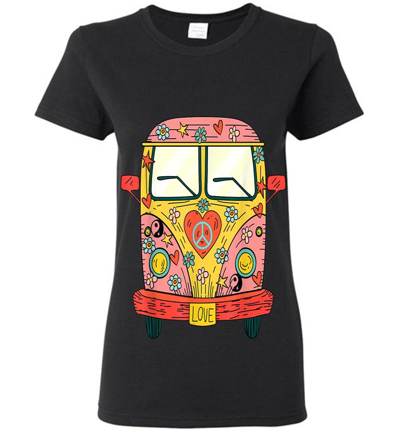 Hippie Kostm Peace Love Flower Power Retro Camper Bus Womens T-Shirt
