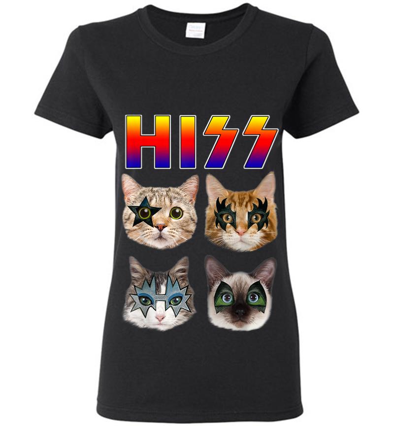 Hiss Funny Cats Kittens Rock Rockin Gift Tee Pun Women T-shirt
