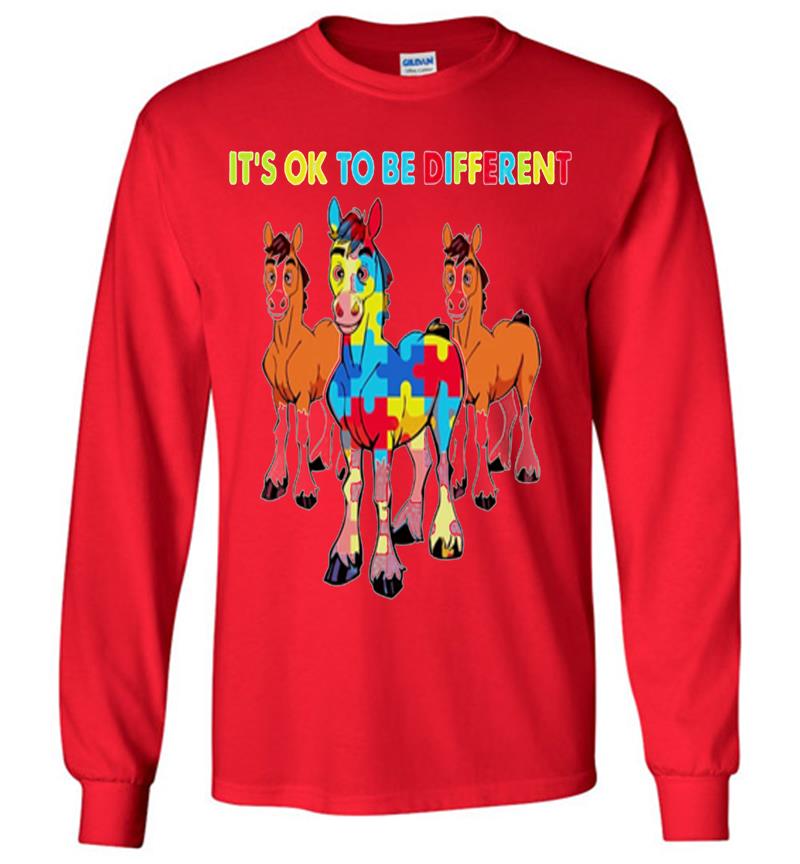 Inktee Store - Horses Autism Its Ok To Be Different Long Sleeve T-Shirt Image