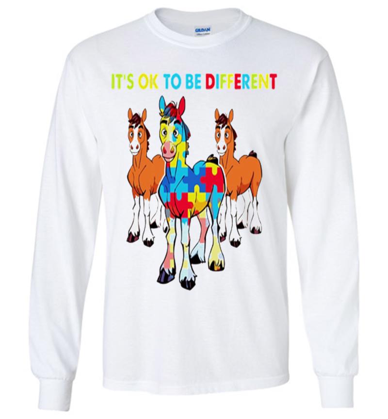 Inktee Store - Horses Autism Its Ok To Be Different Long Sleeve T-Shirt Image