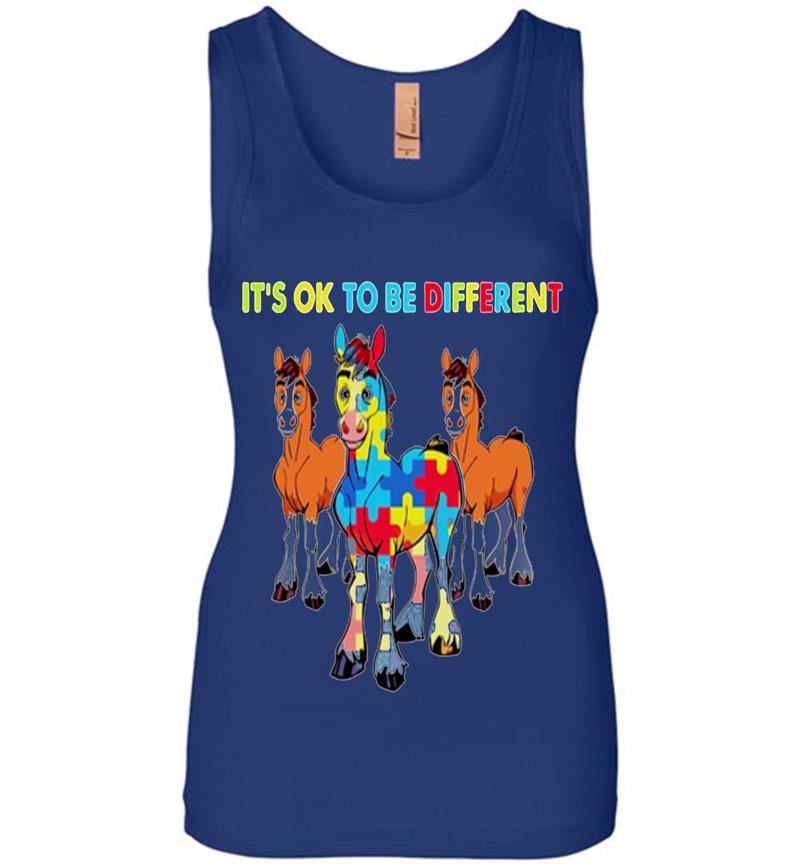 Inktee Store - Horses Autism Its Ok To Be Different Womens Jersey Tank Top Image