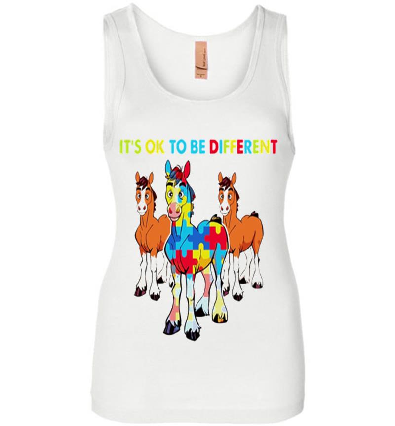 Inktee Store - Horses Autism Its Ok To Be Different Womens Jersey Tank Top Image