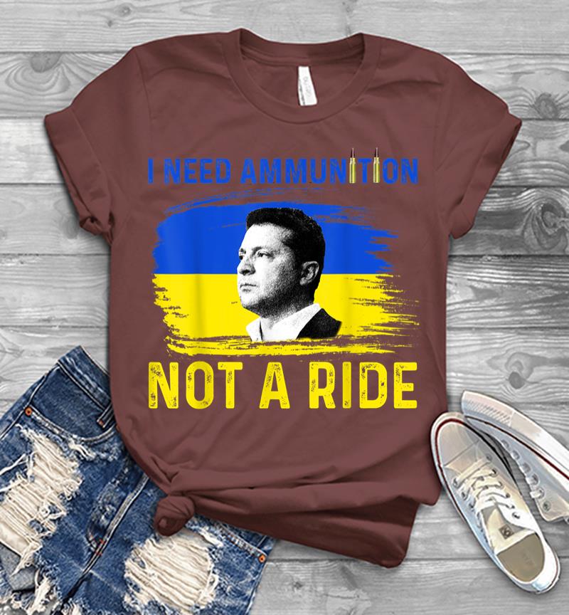 Inktee Store - I Need Ammunition Not A Ride Ukraine President Zelenskyy Men T-Shirt Image