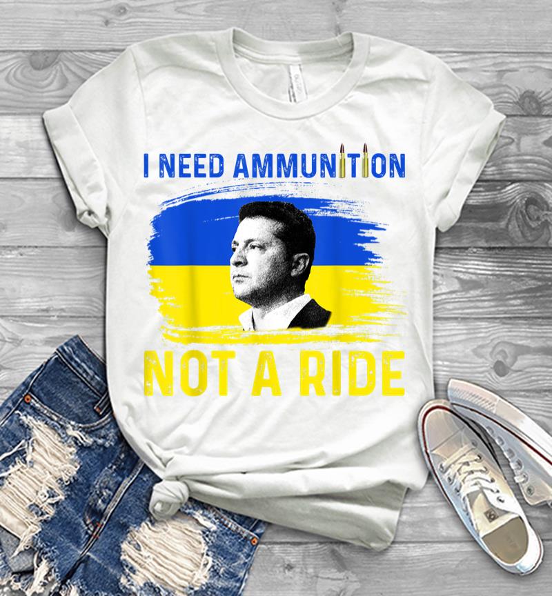 Inktee Store - I Need Ammunition Not A Ride Ukraine President Zelenskyy Men T-Shirt Image