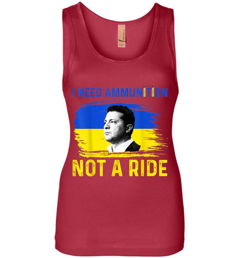 Inktee Store - I Need Ammunition Not A Ride Ukraine President Zelenskyy Women Jersey Tank Top Image