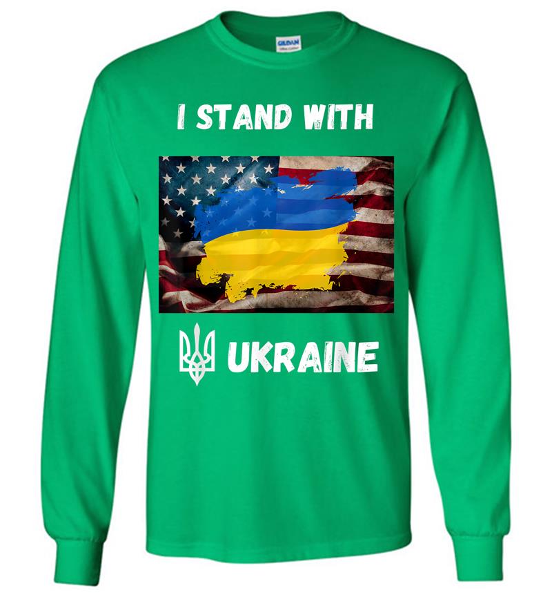 Inktee Store - I Stand With Ukraine American Friendship Flag Roots Long Sleeve T-Shirt Image