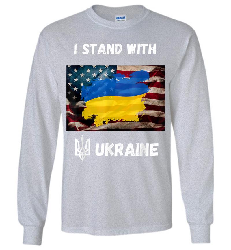 Inktee Store - I Stand With Ukraine American Friendship Flag Roots Long Sleeve T-Shirt Image