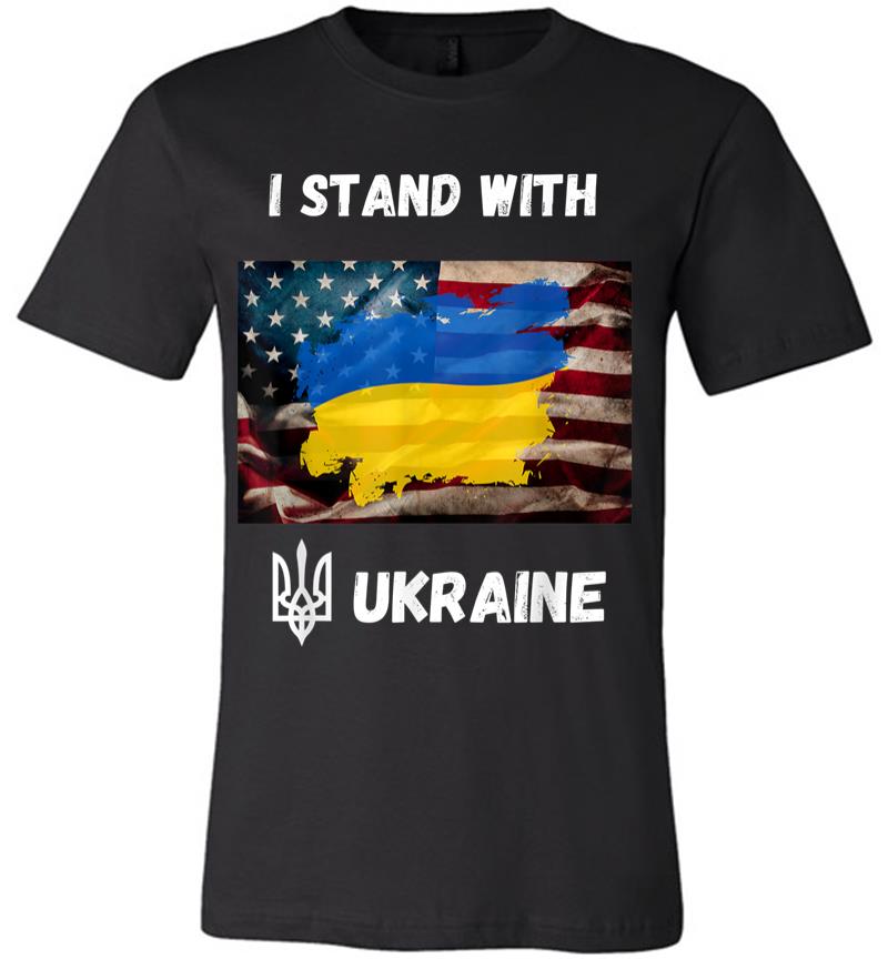 I Stand With Ukraine American Friendship Flag Roots Premium T-Shirt