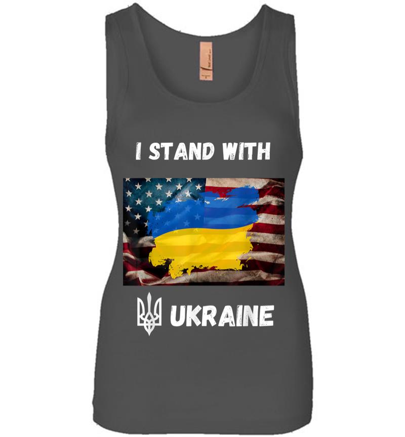 Inktee Store - I Stand With Ukraine American Friendship Flag Roots Women Jersey Tank Top Image