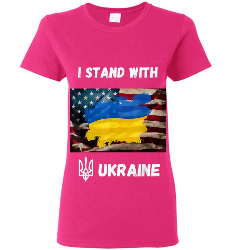 Inktee Store - I Stand With Ukraine American Friendship Flag Roots Women T-Shirt Image