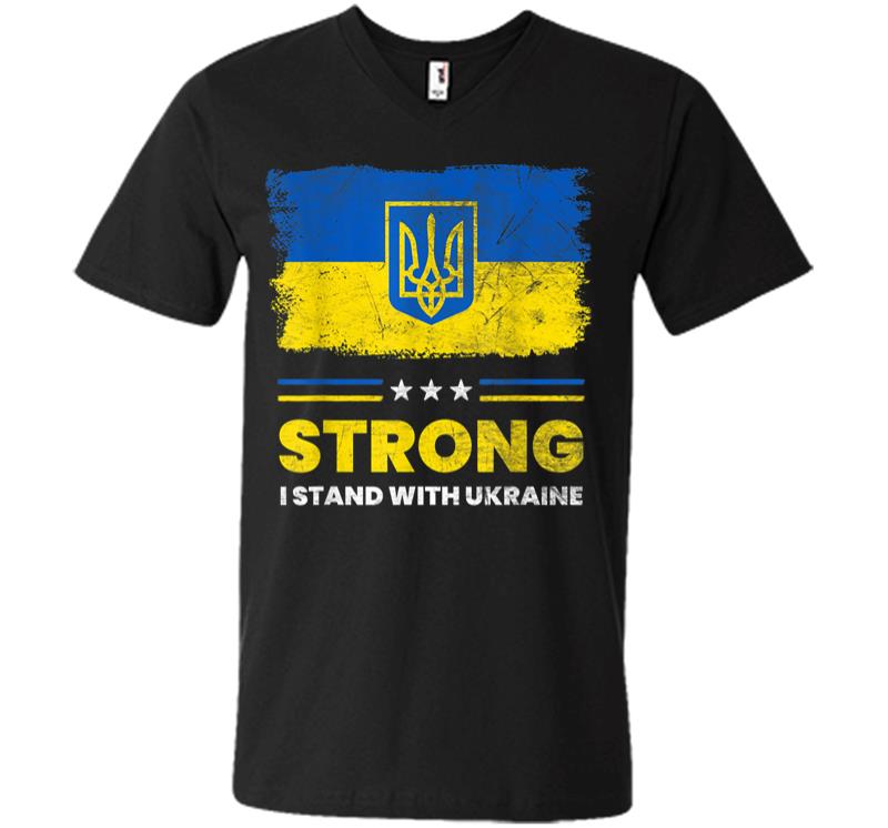 I Stand With Ukraine Flag Ukrainian Flag Ukraine V-neck T-shirt