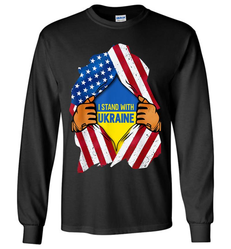I Stand With Ukraine Support Ukraine Ukrainian Flag Long Sleeve T-shirt