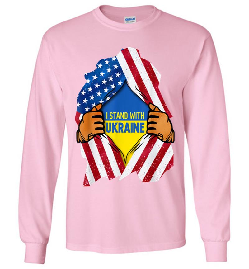 Inktee Store - I Stand With Ukraine Support Ukraine Ukrainian Flag Long Sleeve T-Shirt Image