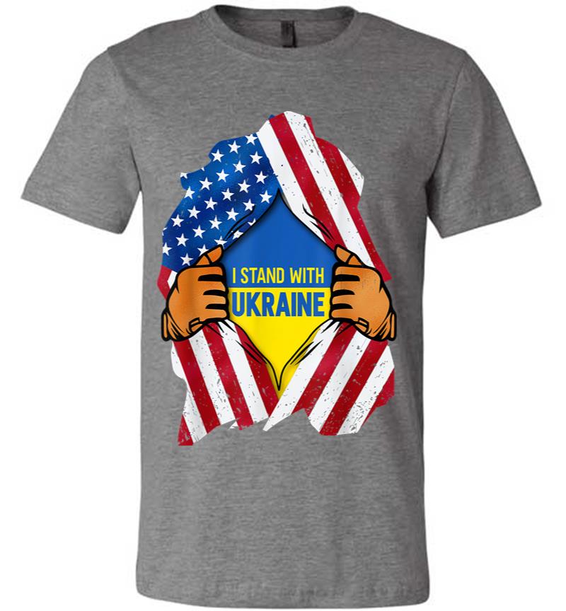 Inktee Store - I Stand With Ukraine Support Ukraine Ukrainian Flag Premium T-Shirt Image