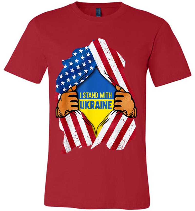 Inktee Store - I Stand With Ukraine Support Ukraine Ukrainian Flag Premium T-Shirt Image