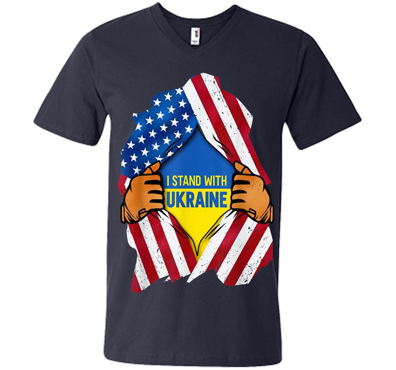 Inktee Store - I Stand With Ukraine Support Ukraine Ukrainian Flag V-Neck T-Shirt Image