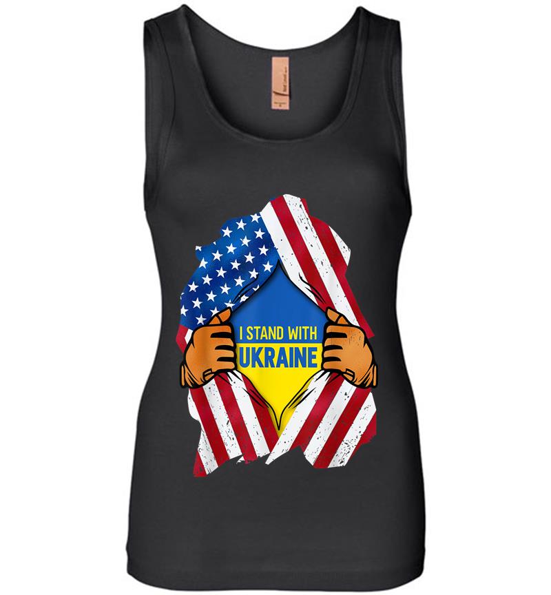 I Stand With Ukraine Support Ukraine Ukrainian Flag Women Jersey Tank Top