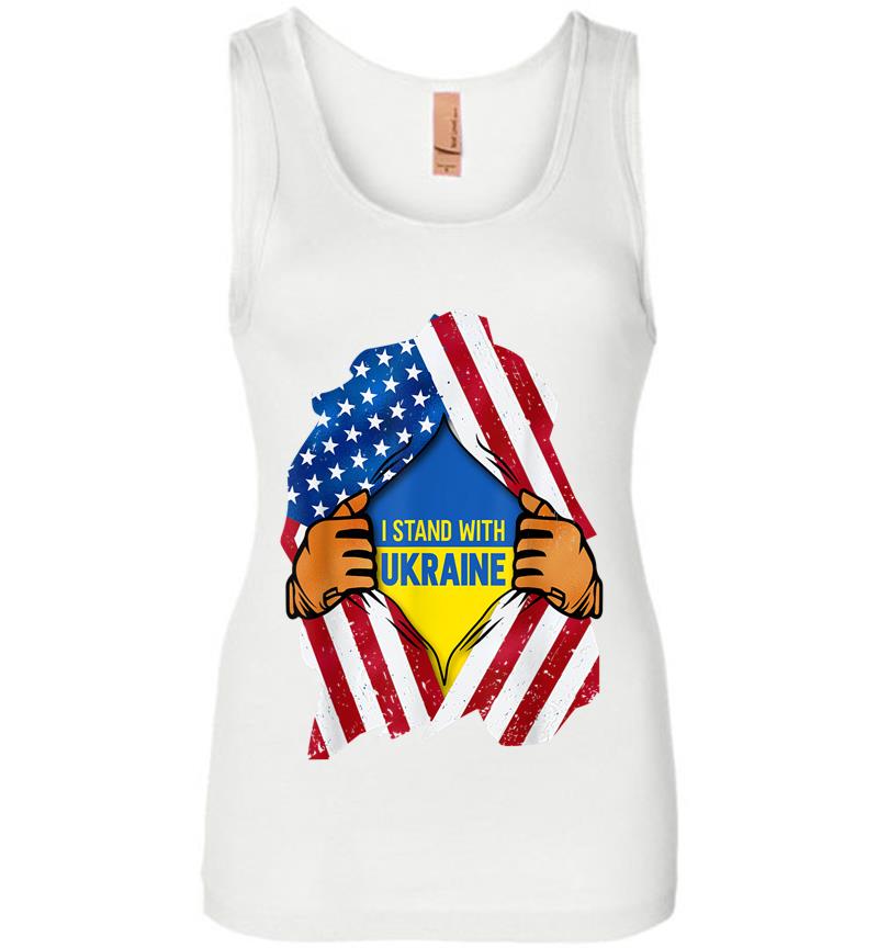 Inktee Store - I Stand With Ukraine Support Ukraine Ukrainian Flag Women Jersey Tank Top Image