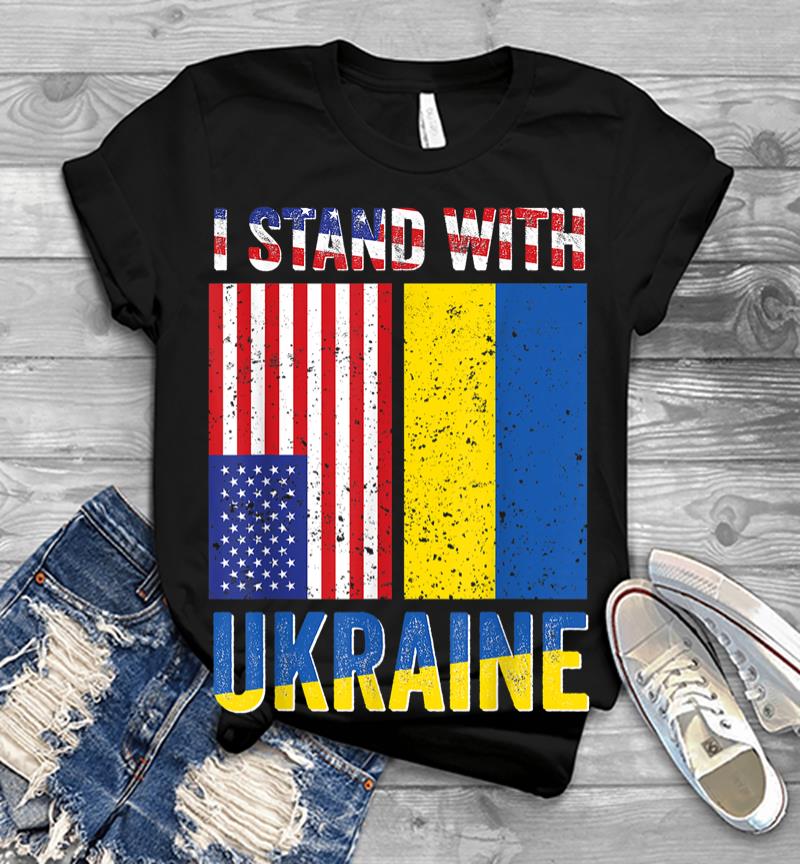 I Stand With Ukraine Support Ukrainian American Usa Flag Men T-shirt