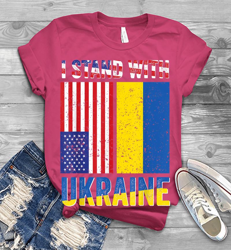 Inktee Store - I Stand With Ukraine Support Ukrainian American Usa Flag Men T-Shirt Image