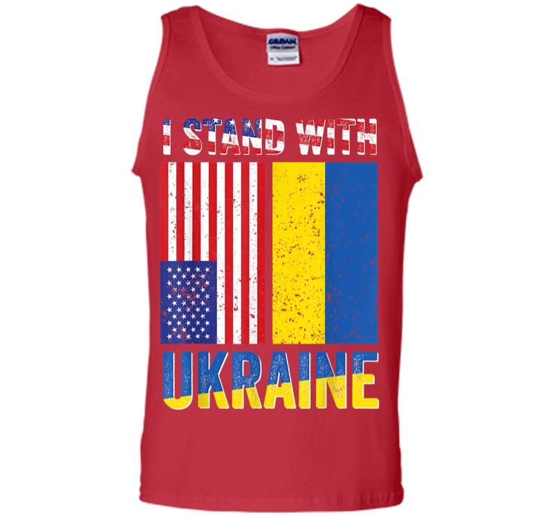 Inktee Store - I Stand With Ukraine Support Ukrainian American Usa Flag Men Tank Top Image