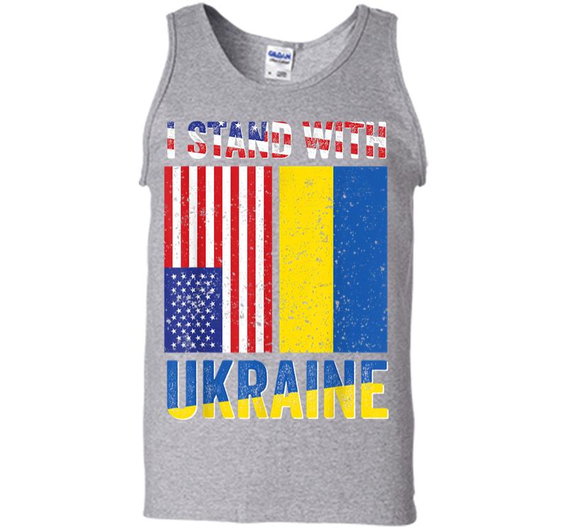 Inktee Store - I Stand With Ukraine Support Ukrainian American Usa Flag Men Tank Top Image