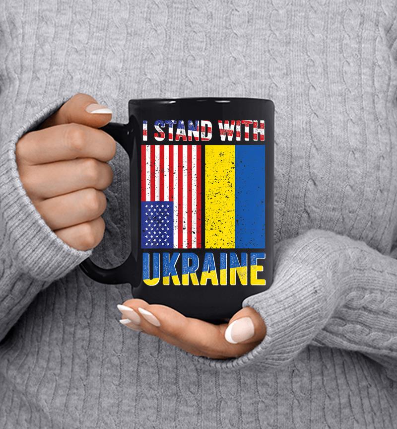 I Stand With Ukraine Support Ukrainian American Usa Flag Mug