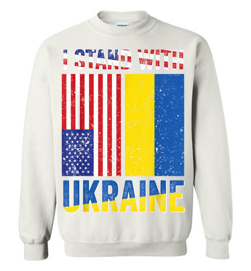Inktee Store - I Stand With Ukraine Support Ukrainian American Usa Flag Sweatshirt Image