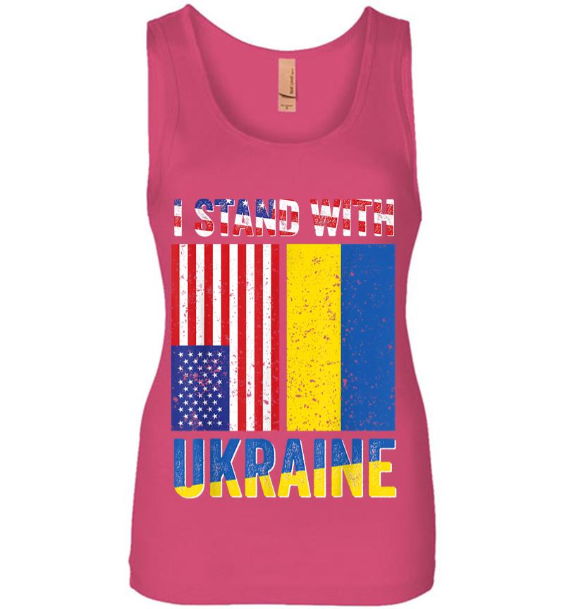 Inktee Store - I Stand With Ukraine Support Ukrainian American Usa Flag Women Jersey Tank Top Image