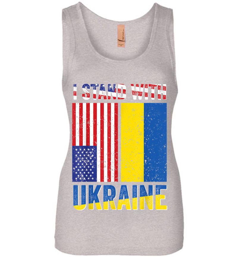 Inktee Store - I Stand With Ukraine Support Ukrainian American Usa Flag Women Jersey Tank Top Image