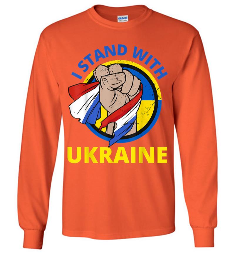 Inktee Store - I Stand With Ukraine Support Ukrainian American Long Sleeve T-Shirt Image