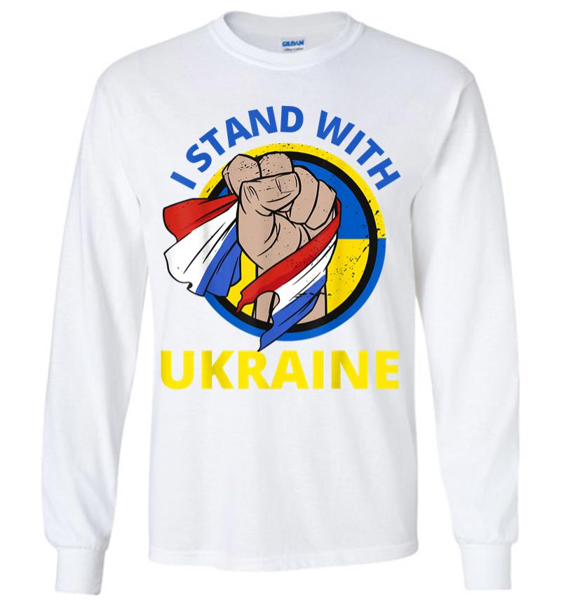 Inktee Store - I Stand With Ukraine Support Ukrainian American Long Sleeve T-Shirt Image