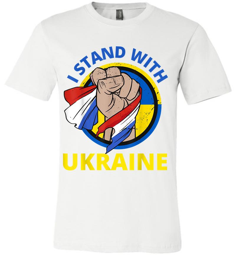 Inktee Store - I Stand With Ukraine Support Ukrainian American Premium T-Shirt Image