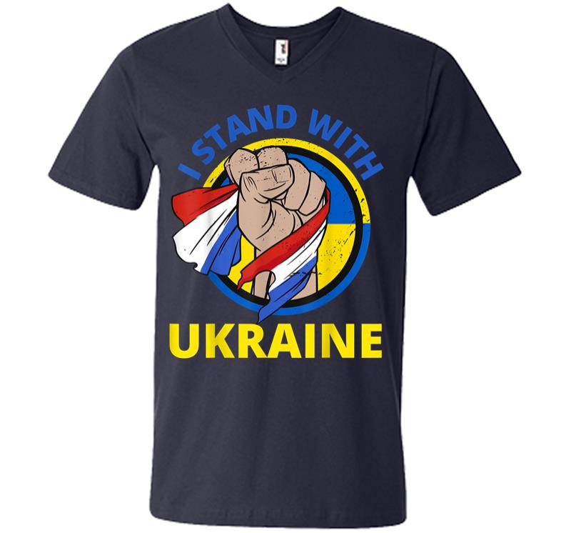 Inktee Store - I Stand With Ukraine Support Ukrainian American V-Neck T-Shirt Image
