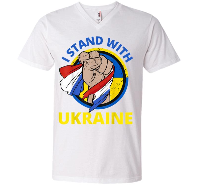 Inktee Store - I Stand With Ukraine Support Ukrainian American V-Neck T-Shirt Image