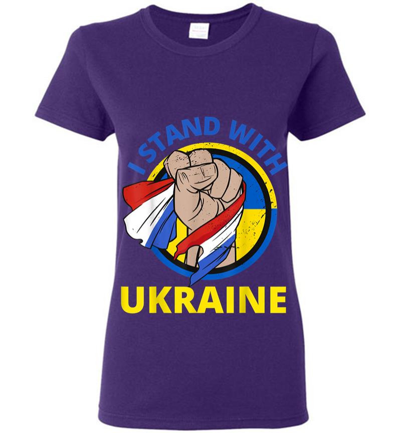 Inktee Store - I Stand With Ukraine Support Ukrainian American Women T-Shirt Image