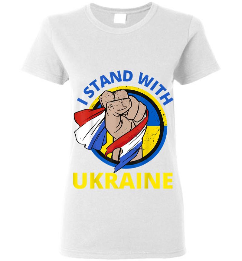 Inktee Store - I Stand With Ukraine Support Ukrainian American Women T-Shirt Image