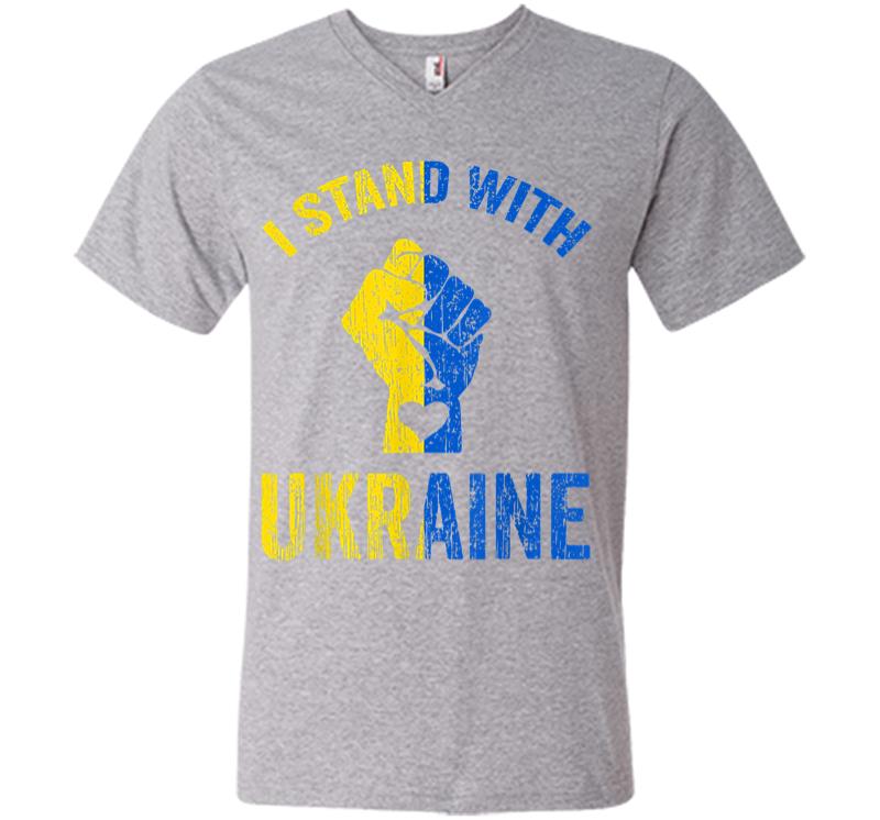 Inktee Store - I Stand With Ukraine Ukraine Flag Ukrainian Love V-Neck T-Shirt Image
