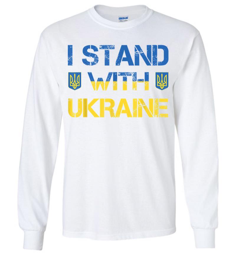 Inktee Store - I Stand With Ukraine Ukrainian Flag Supporting Ukraine Long Sleeve T-Shirt Image