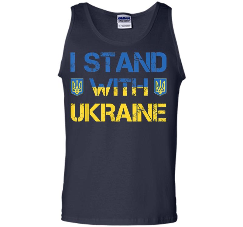 Inktee Store - I Stand With Ukraine Ukrainian Flag Supporting Ukraine Men Tank Top Image