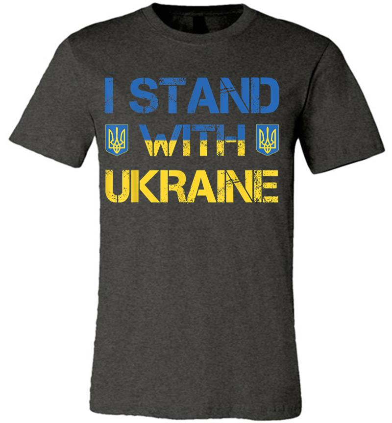 Inktee Store - I Stand With Ukraine Ukrainian Flag Supporting Ukraine Premium T-Shirt Image